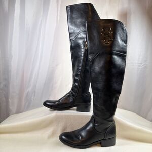 Tommy Hilfiger Womens Gerrie Sz 7 Knee High Boot Black Faux Leather Stretch Calf